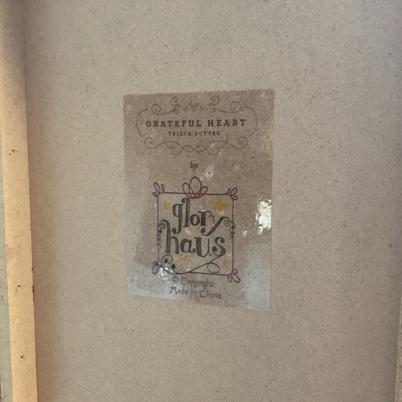 EUC Grateful Heart Sign with Burlap/ Linen detail - Picture 6 of 7